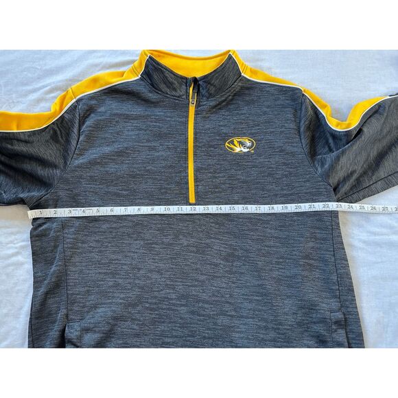 Men's Mizzou University 1/4 Zip Pullover Logo, Gray/Yellow Size XL, Pockets - Picture 4 of 6